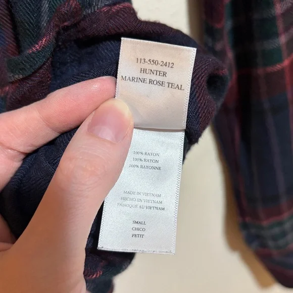 Rails Hunter Marine Rose Teal Plaid Flannel Button Down Long Sleeve Shirt Small - Picture 9 of 10
